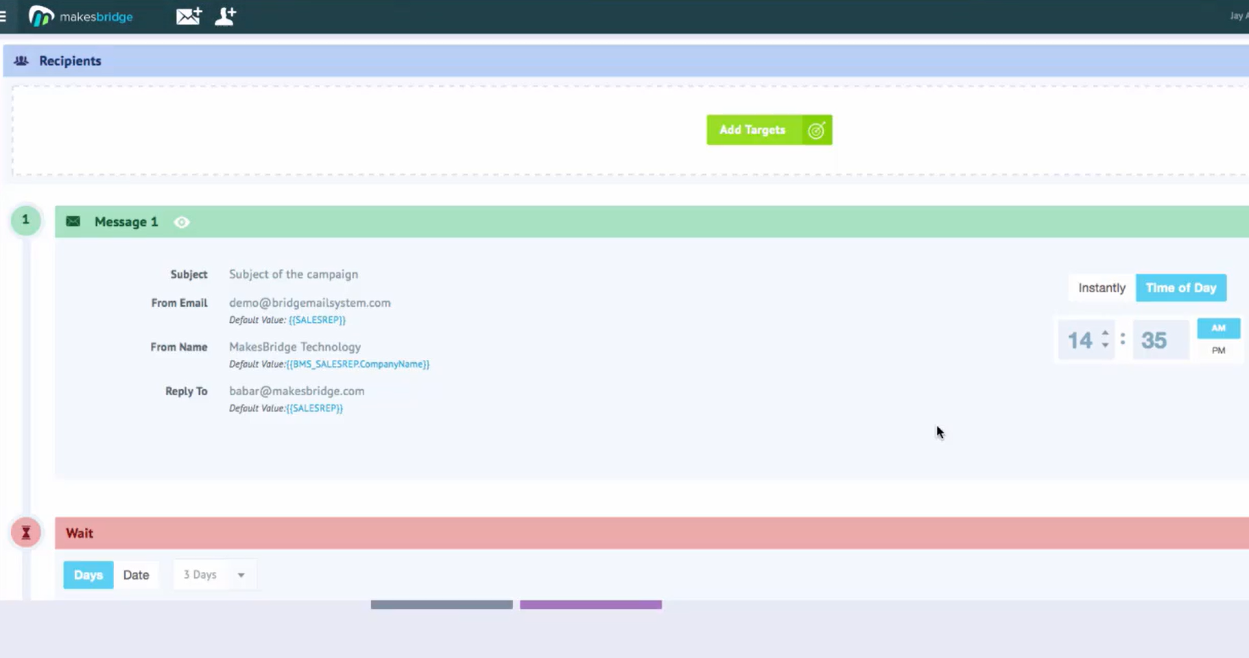 screenshot of MakesBridge Marketing Automation